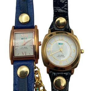 Two Beautiful La Mar Collection Analog Bracelet Wrap Around Watches-New Battery